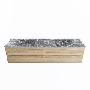 Mondiaz Vica Dlux badmeubel 200cm Washed Oak - Cloud wastafel Lava dubbel - met 2 kraangaten