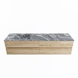Mondiaz Vica Dlux badmeubel 200cm Washed Oak - Cloud wastafel Lava links - zonder kraangat