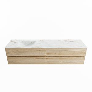 Mondiaz Vica Dlux badmeubel 200cm Washed Oak - Cloud wastafel Frappe links - met 1 kraangat