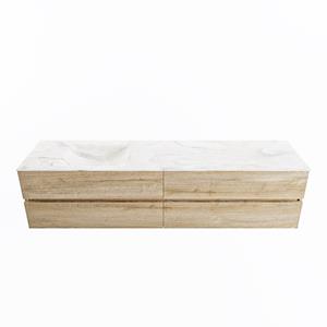 Mondiaz Vica Dlux badmeubel 200cm Washed Oak - Cloud wastafel Ostra links - met 1 kraangat