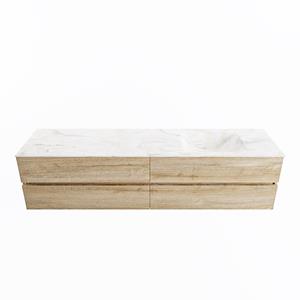Mondiaz Vica Dlux badmeubel 200cm Washed Oak - Cloud wastafel Ostra rechts - met 1 kraangat