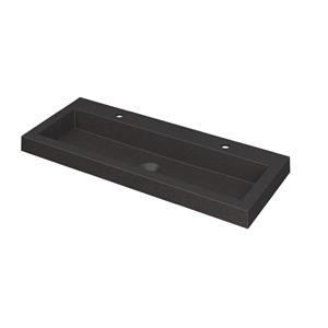 Ink Dock Wastafel Quartz met 2 kraangaten - Quartz zwart - 100x40 cm