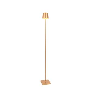 QAZQA Buiten vloerlamp goud incl. LED en dimmer oplaadbaar - Jackson