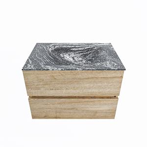 Mondiaz Vica Dlux badmeubel 70cm Washed Oak - Cloud wastafel Lava midden - zonder kraangat