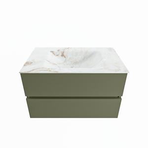 Mondiaz Vica Dlux badmeubel 80cm Army - Cloud wastafel Frappe midden - zonder kraangat