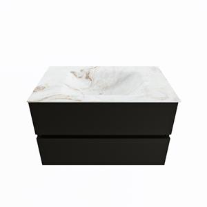 Mondiaz Vica Dlux badmeubel 80cm Urban - Cloud wastafel Frappe midden - met 1 kraangat