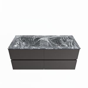 Mondiaz Vica Dlux badmeubel 120cm Dark grey - Cloud wastafel Lava dubbel - zonder kraangat
