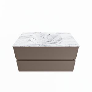 Mondiaz Vica Dlux badmeubel 90cm Smoke - Cloud wastafel Glace midden - met 1 kraangat