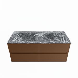 Mondiaz Vica Dlux badmeubel 120cm Rust - Cloud wastafel Lava dubbel - met 2 kraangaten
