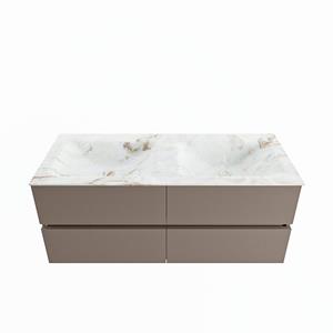 Mondiaz Vica Dlux badmeubel 120cm Smoke - Cloud wastafel Frappe dubbel - met 2 kraangaten