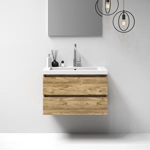 IChoice Solution badmeubelset 80cm - Old Castle - 2 lades - wastafel Foggia mat wit - 1 kraangat