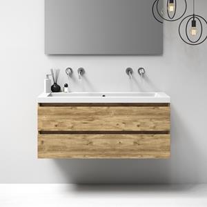 IChoice Solution badmeubelset 120cm - Old Castle - 2 lades - wastafel Foggia glans wit enkel - 0 kraangaten