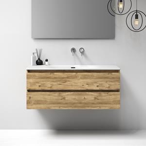 IChoice Solution badmeubelset 120cm - Old Castle - 2 lades - wastafel Furiosa mat wit enkel - 0 kraangaten