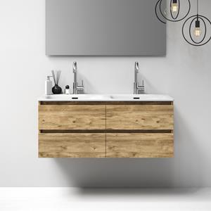 IChoice Solution badmeubelset 120cm - Old Castle - 4 lades - wastafel Furiosa glans wit dubbel - 2 kraangaten