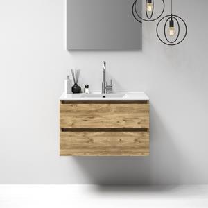 IChoice Solution badmeubelset 80cm - Old Castle - 2 lades - wastafel Empoli mat wit - 1 kraangat
