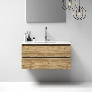 IChoice Solution badmeubelset 100cm - Old Castle - 2 lades - wastafel Empoli mat wit - 1 kraangat