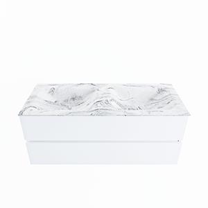 Mondiaz Vica Dlux badmeubel 120cm Talc - Cloud wastafel Glace dubbel - met 2 kraangaten