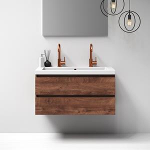 IChoice Solution badmeubelset 100cm - Viking Shield - 2 lades - wastafel Foggia glans wit - 2 kraangaten