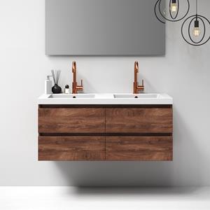 IChoice Solution badmeubelset 120cm - Viking Shield - 4 lades - wastafel Foggia glans wit dubbel - 2 kraangaten