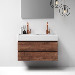 IChoice Solution badmeubelset 100cm - Viking Shield - 2 lades - wastafel Legend glans wit - 2 kraangaten