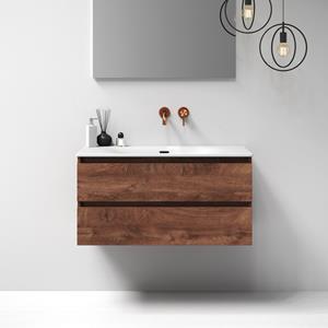IChoice Solution badmeubelset 100cm - Viking Shield - 2 lades - wastafel Furiosa glans wit - 0 kraangaten