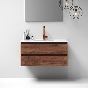 IChoice Solution badmeubelset 100cm - Viking Shield - 2 lades - wastafel Empoli mat wit - 1 kraangat