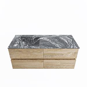 Mondiaz Vica Dlux badmeubel 120cm Washed Oak - Cloud wastafel Lava links - met 1 kraangat