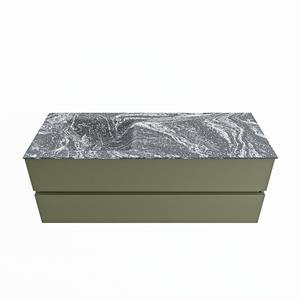 Mondiaz Vica Dlux badmeubel 130cm Army - Cloud wastafel Lava links - met 1 kraangat