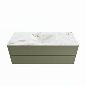 Mondiaz Vica Dlux badmeubel 130cm Army - Cloud wastafel Frappe midden - zonder kraangat
