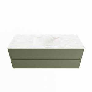 Mondiaz Vica Dlux badmeubel 130cm Army - Cloud wastafel Ostra midden - zonder kraangat