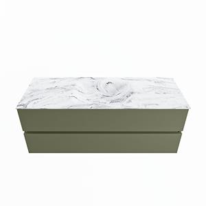 Mondiaz Vica Dlux badmeubel 130cm Army - Cloud wastafel Glace midden - met 1 kraangat