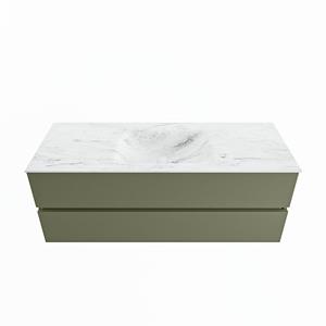 Mondiaz Vica Dlux badmeubel 130cm Army - Cloud wastafel Opalo midden - met 1 kraangat