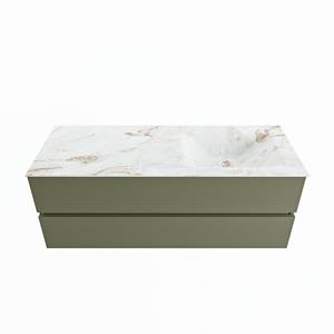 Mondiaz Vica Dlux badmeubel 130cm Army - Cloud wastafel Frappe rechts - zonder kraangat