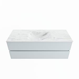 Mondiaz Vica Dlux badmeubel 130cm Clay - Cloud wastafel Opalo midden - zonder kraangat