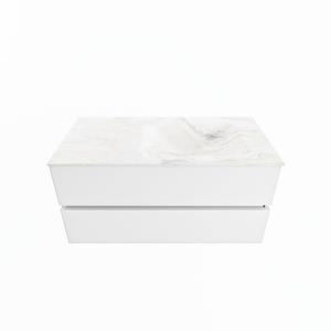 Mondiaz Vica Dlux badmeubel 100cm Talc - Cloud wastafel Ostra rechts - met 1 kraangat