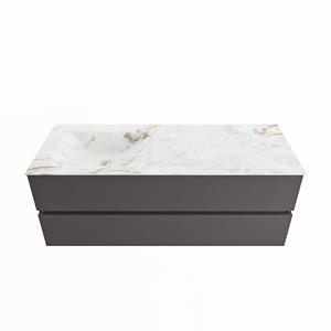 Mondiaz Vica Dlux badmeubel 130cm Dark grey - Cloud wastafel Frappe links - zonder kraangat