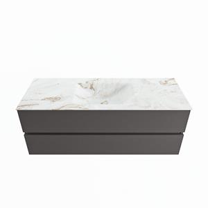 Mondiaz Vica Dlux badmeubel 130cm Dark grey - Cloud wastafel Frappe midden - zonder kraangat