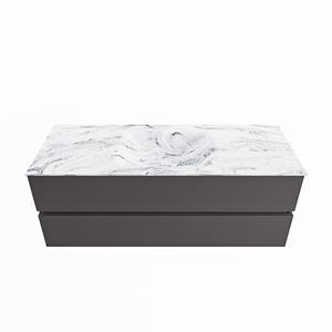 Mondiaz Vica Dlux badmeubel 130cm Dark grey - Cloud wastafel Glace midden - zonder kraangat