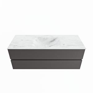 Mondiaz Vica Dlux badmeubel 130cm Dark grey - Cloud wastafel Opalo midden - zonder kraangat