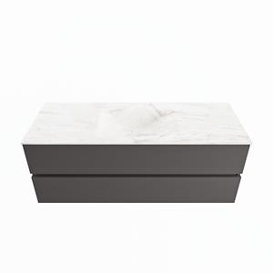 Mondiaz Vica Dlux badmeubel 130cm Dark grey - Cloud wastafel Ostra midden - zonder kraangat