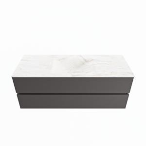 Mondiaz Vica Dlux badmeubel 130cm Dark grey - Cloud wastafel Ostra midden - met 1 kraangat