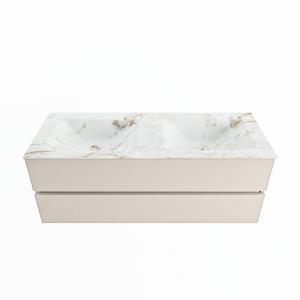 Mondiaz Vica Dlux badmeubel 130cm Linen - Cloud wastafel Frappe dubbel - zonder kraangat