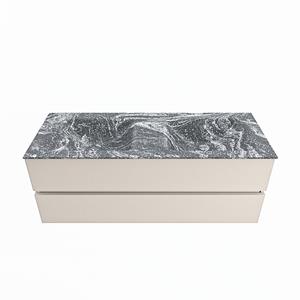 Mondiaz Vica Dlux badmeubel 130cm Linen - Cloud wastafel Lava dubbel - met 2 kraangaten