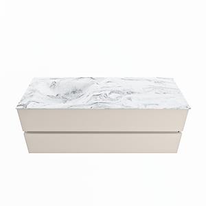 Mondiaz Vica Dlux badmeubel 130cm Linen - Cloud wastafel Glace links - zonder kraangat