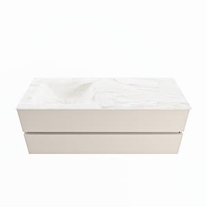 Mondiaz Vica Dlux badmeubel 130cm Linen - Cloud wastafel Ostra links - zonder kraangat