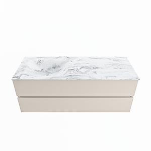 Mondiaz Vica Dlux badmeubel 130cm Linen - Cloud wastafel Glace links - met 1 kraangat