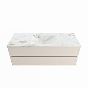 Mondiaz Vica Dlux badmeubel 130cm Linen - Cloud wastafel Frappe midden - zonder kraangat