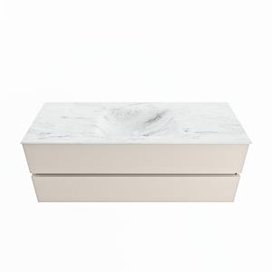 Mondiaz Vica Dlux badmeubel 130cm Linen - Cloud wastafel Opalo midden - zonder kraangat