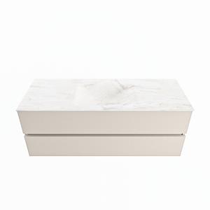 Mondiaz Vica Dlux badmeubel 130cm Linen - Cloud wastafel Ostra midden - zonder kraangat