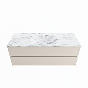 Mondiaz Vica Dlux badmeubel 130cm Linen - Cloud wastafel Glace midden - met 1 kraangat